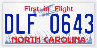 NC license plate DLF0643