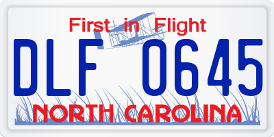NC license plate DLF0645