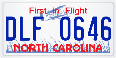 NC license plate DLF0646