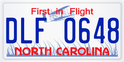 NC license plate DLF0648