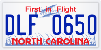 NC license plate DLF0650