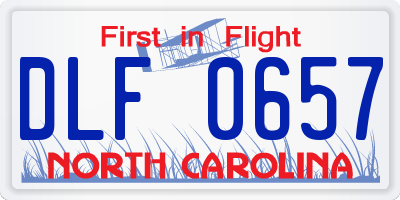NC license plate DLF0657