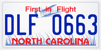 NC license plate DLF0663