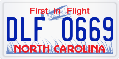 NC license plate DLF0669