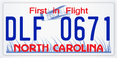 NC license plate DLF0671
