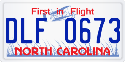 NC license plate DLF0673