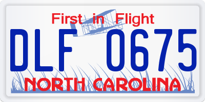 NC license plate DLF0675