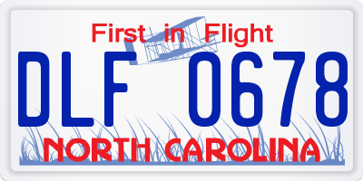 NC license plate DLF0678