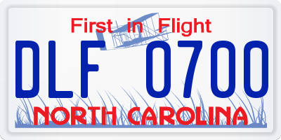 NC license plate DLF0700