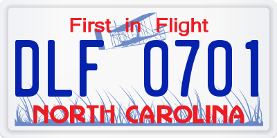 NC license plate DLF0701