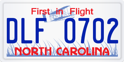 NC license plate DLF0702
