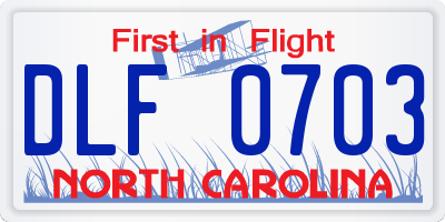 NC license plate DLF0703