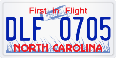 NC license plate DLF0705
