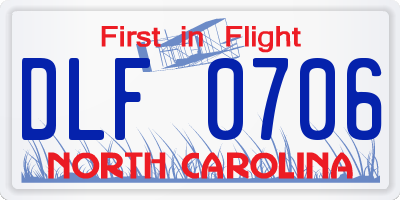 NC license plate DLF0706