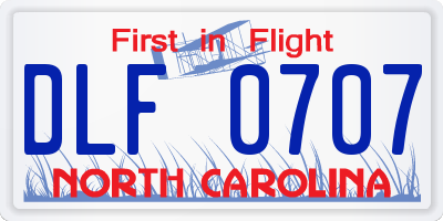 NC license plate DLF0707