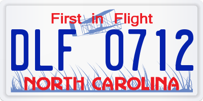 NC license plate DLF0712