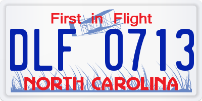 NC license plate DLF0713