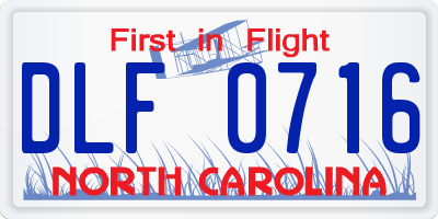 NC license plate DLF0716