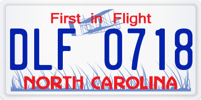 NC license plate DLF0718