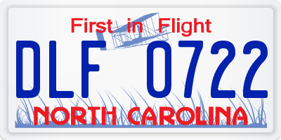 NC license plate DLF0722