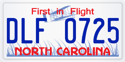 NC license plate DLF0725