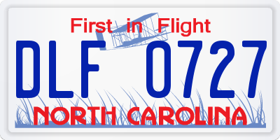 NC license plate DLF0727