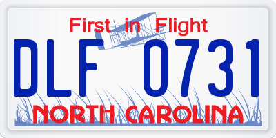 NC license plate DLF0731