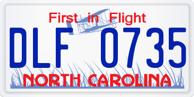NC license plate DLF0735