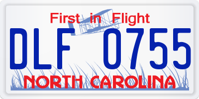 NC license plate DLF0755