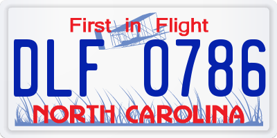 NC license plate DLF0786