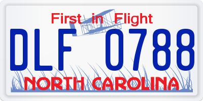 NC license plate DLF0788