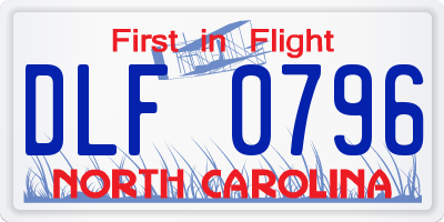 NC license plate DLF0796