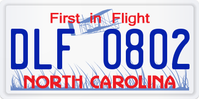 NC license plate DLF0802