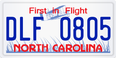 NC license plate DLF0805