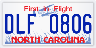 NC license plate DLF0806