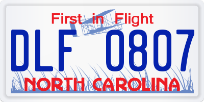 NC license plate DLF0807