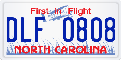 NC license plate DLF0808
