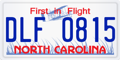 NC license plate DLF0815