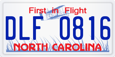 NC license plate DLF0816