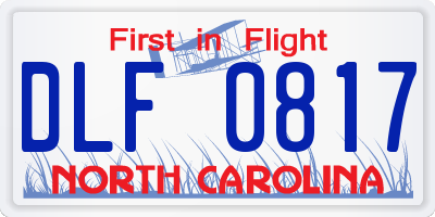 NC license plate DLF0817