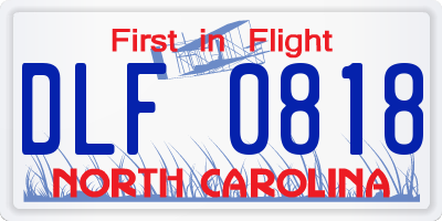 NC license plate DLF0818
