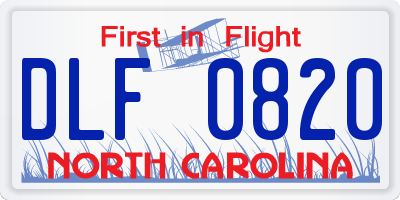 NC license plate DLF0820