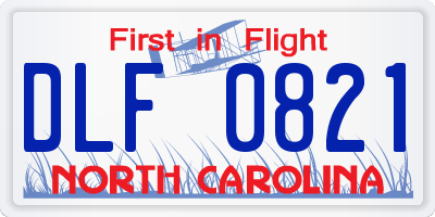 NC license plate DLF0821