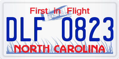 NC license plate DLF0823