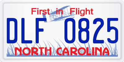 NC license plate DLF0825