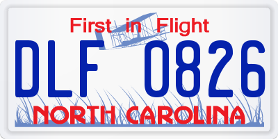 NC license plate DLF0826