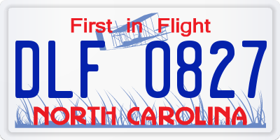 NC license plate DLF0827