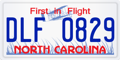 NC license plate DLF0829