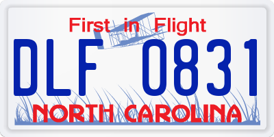 NC license plate DLF0831