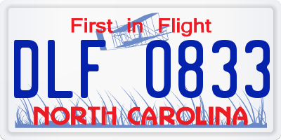 NC license plate DLF0833